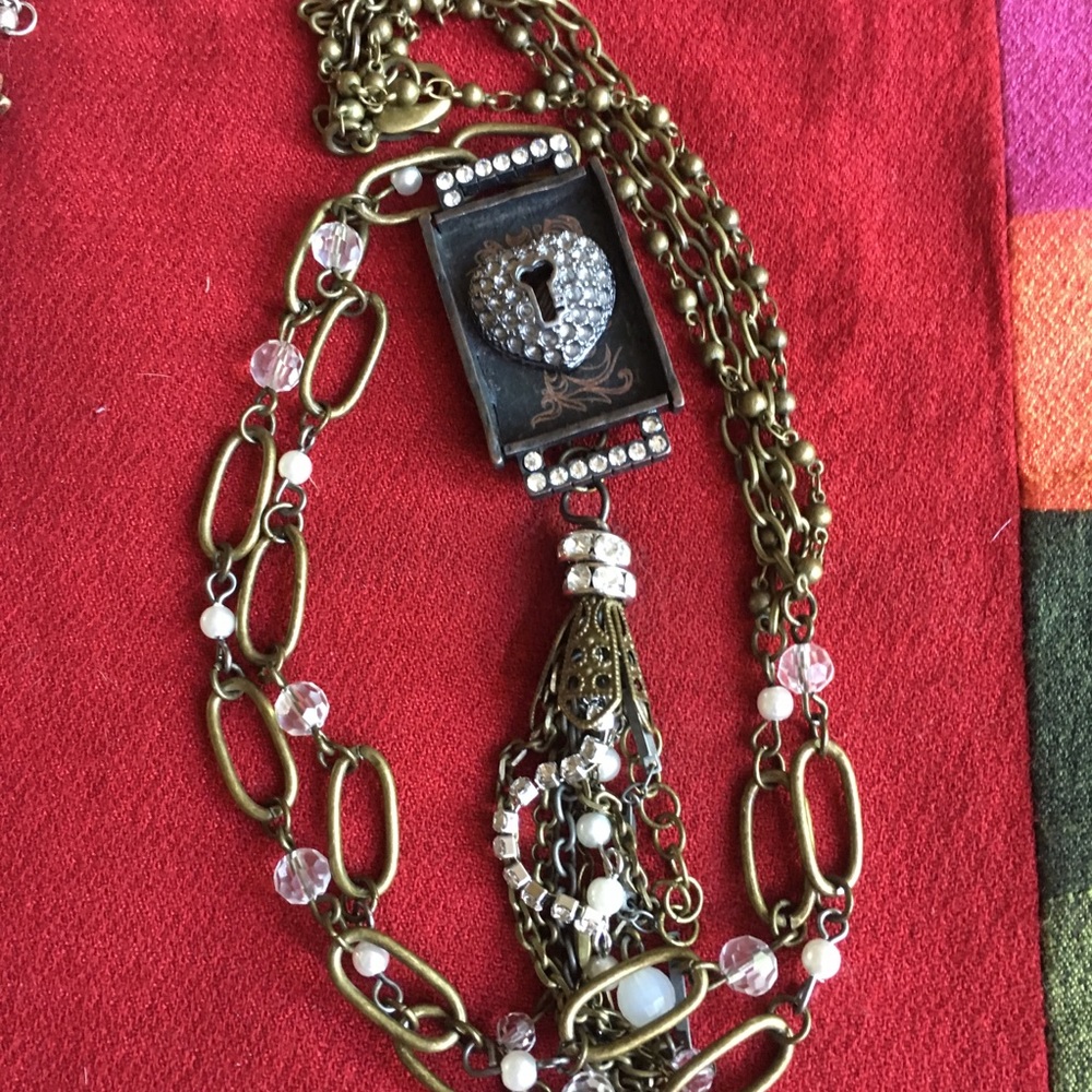 Artist made long necklace... mixed materials